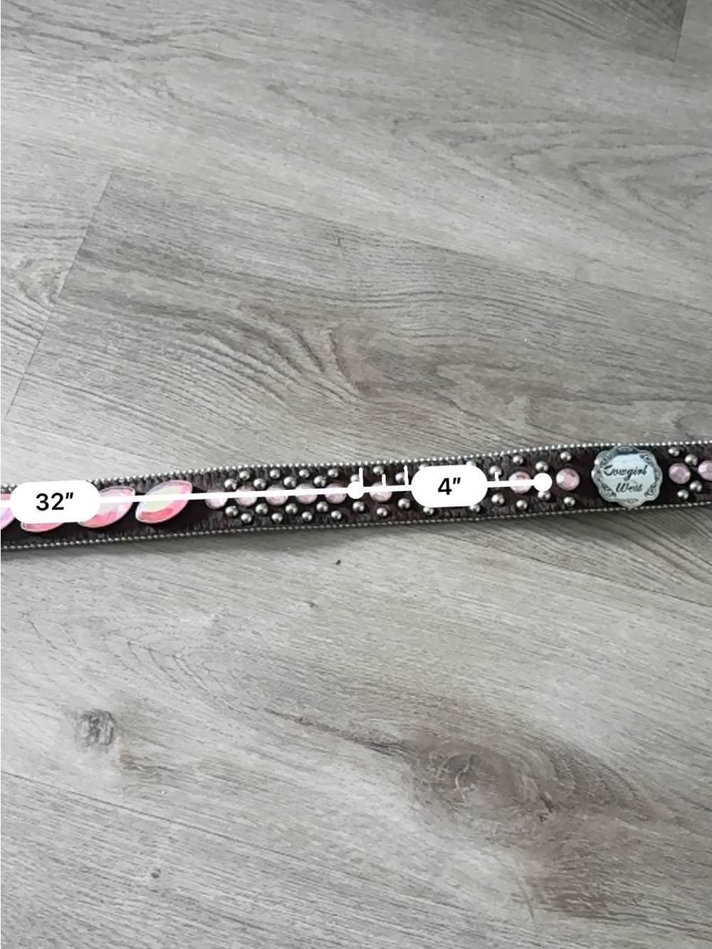 Embellished Western-Style Brown Leather Belt with Rhinestone Buckle - Picture 2 of 9